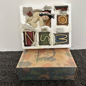 Helena Cook's SNOW Man Block Set Heartstrings Collection Holiday Winter  1999